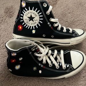 Embroidered black converse